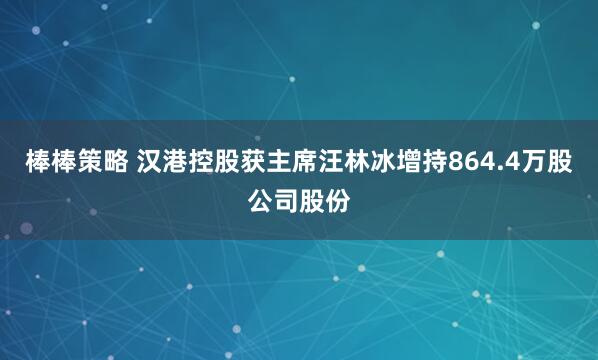 棒棒策略 汉港控股获主席汪林冰增持864.4万股公司股份